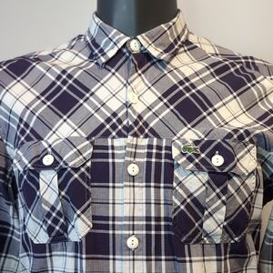 Lacoste Purple Plaid Slim Fit Button Front Shirt